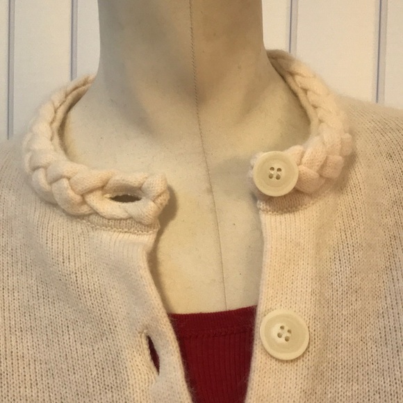 Wool/Angora Cardigan by David Brooks Sz M Cream Off White Button Down - Picture 2 of 7